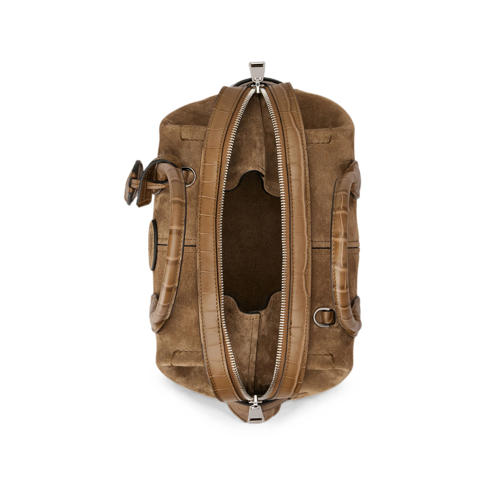 Croc-Effect Panelled Tote Bag