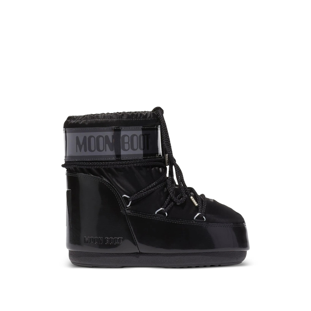 Moon Boot Icon Low Glance Black Satin Boots