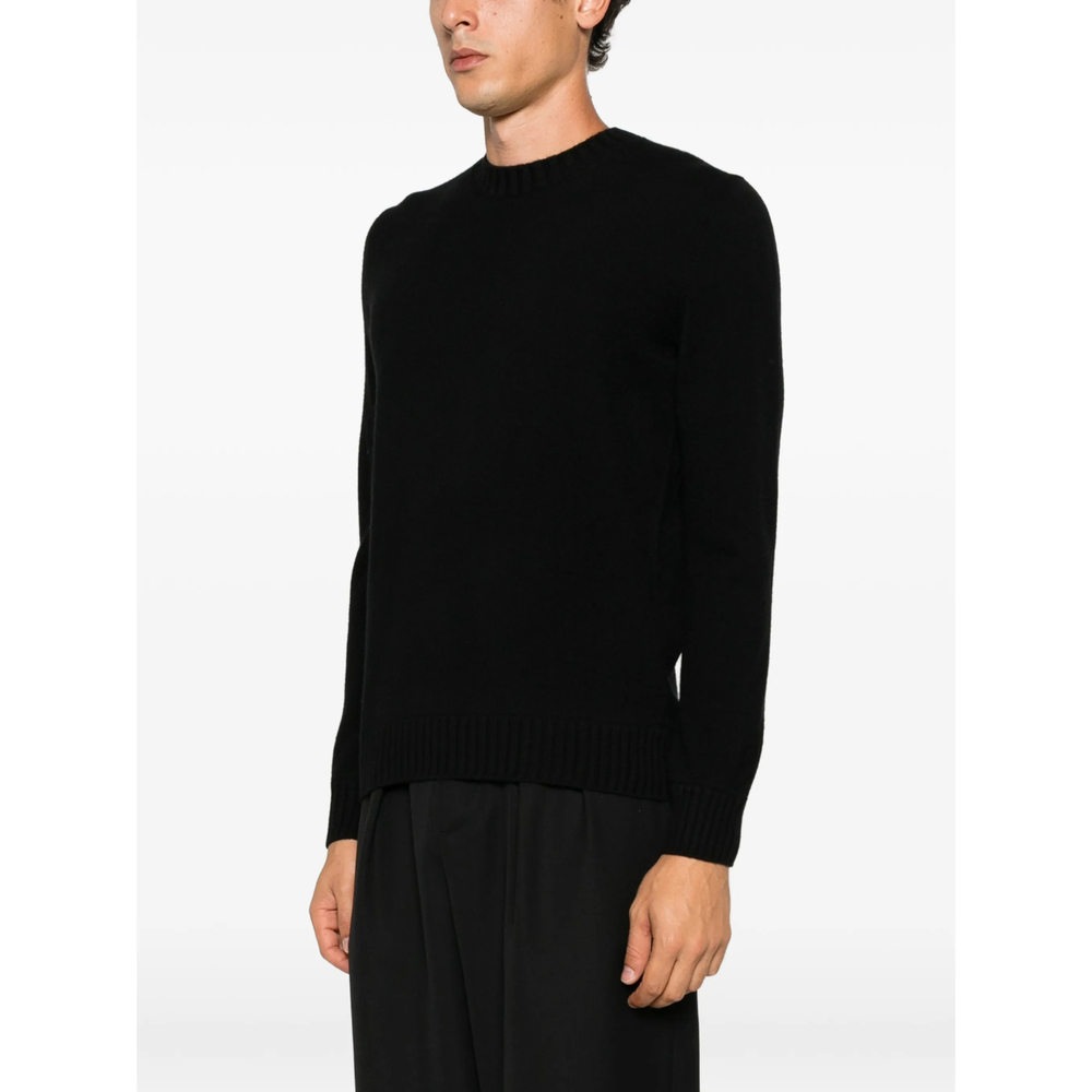 Ribbed-Trim Crew-Neck Sweater