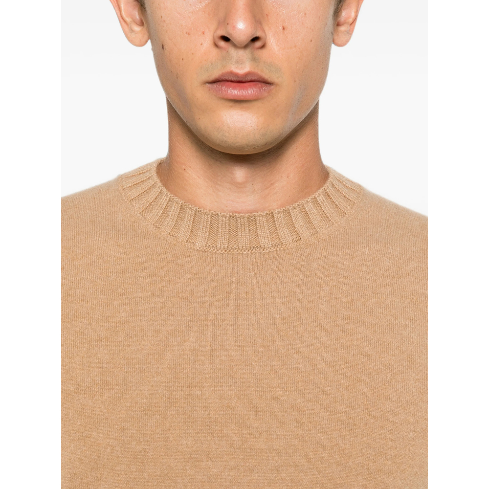 Ribbed-Trim Crew-Neck Sweater