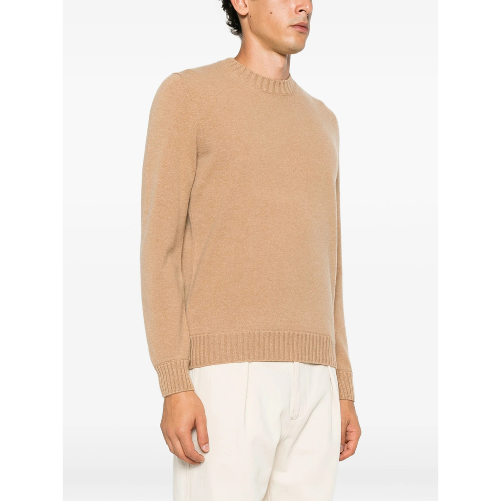 Ribbed-Trim Crew-Neck Sweater