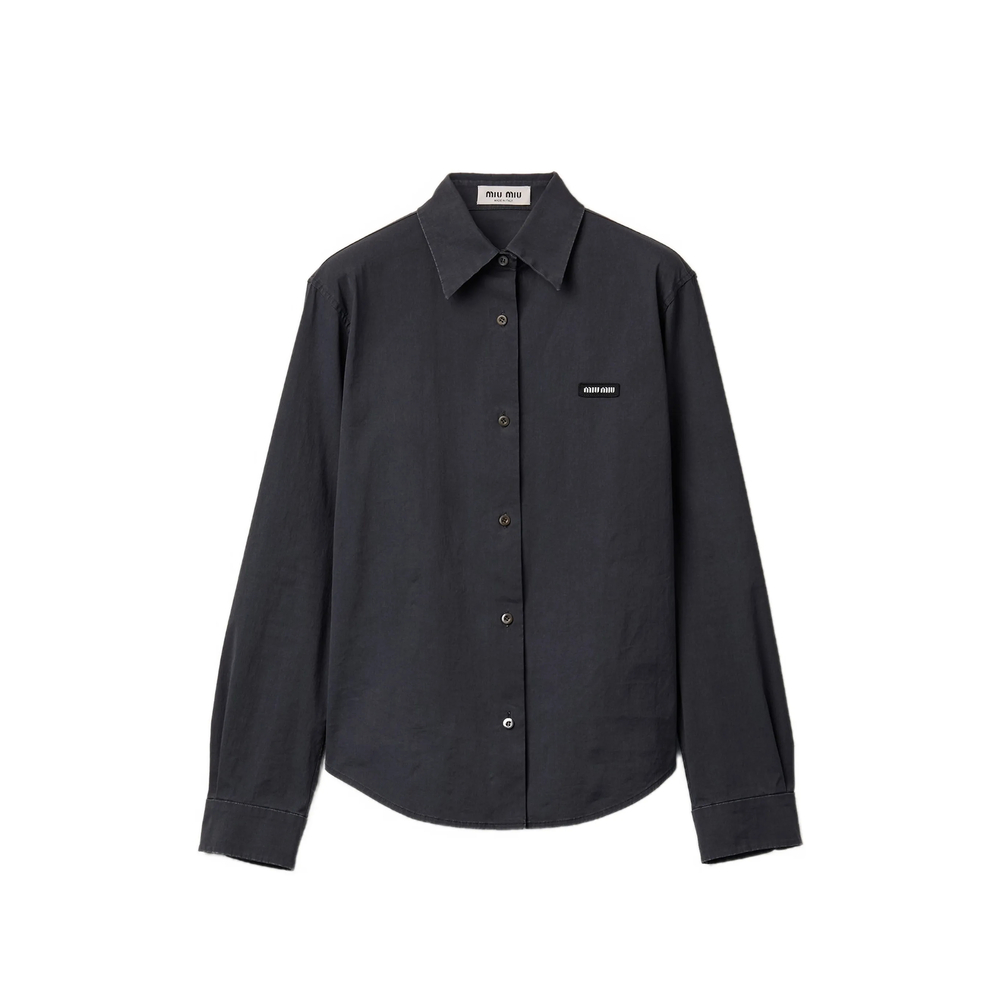 Miu Miu Stretch Poplin Shirt In Black
