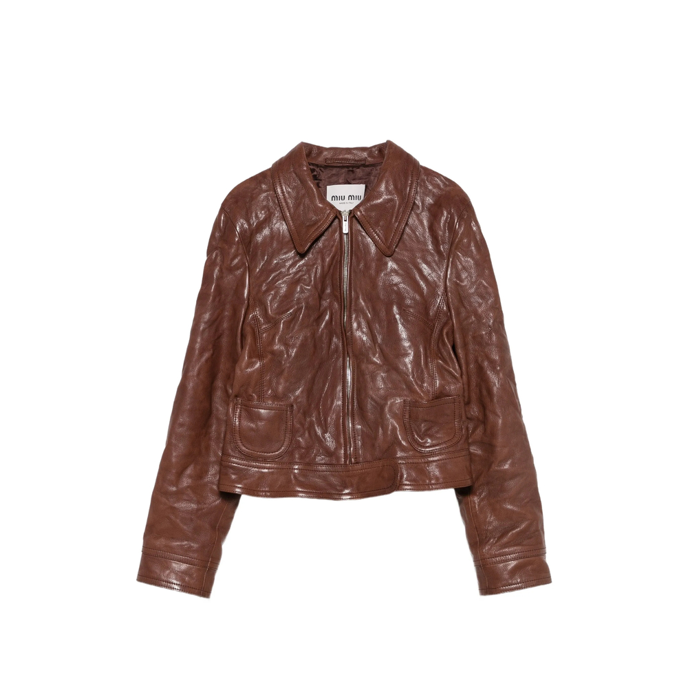 Miu Miu Crinkled Leather Jacket