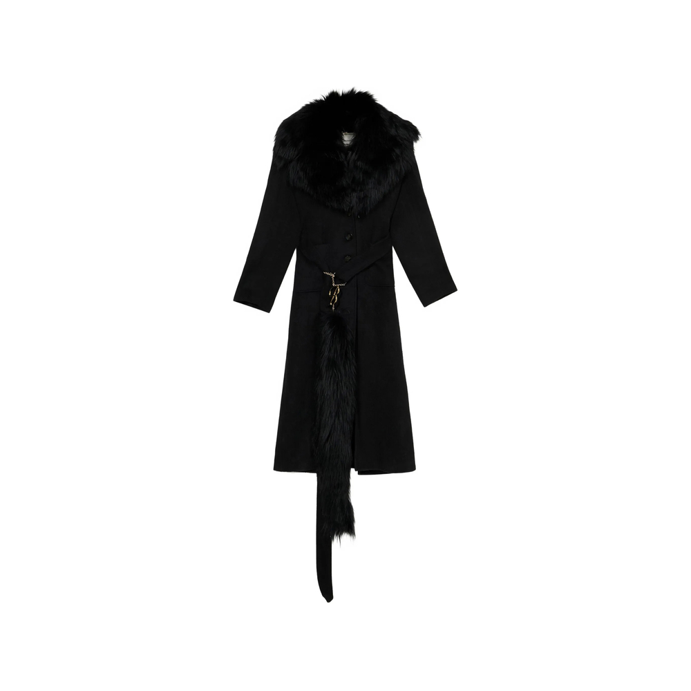 Blumarine Shearling-collar Charm-detail Coat