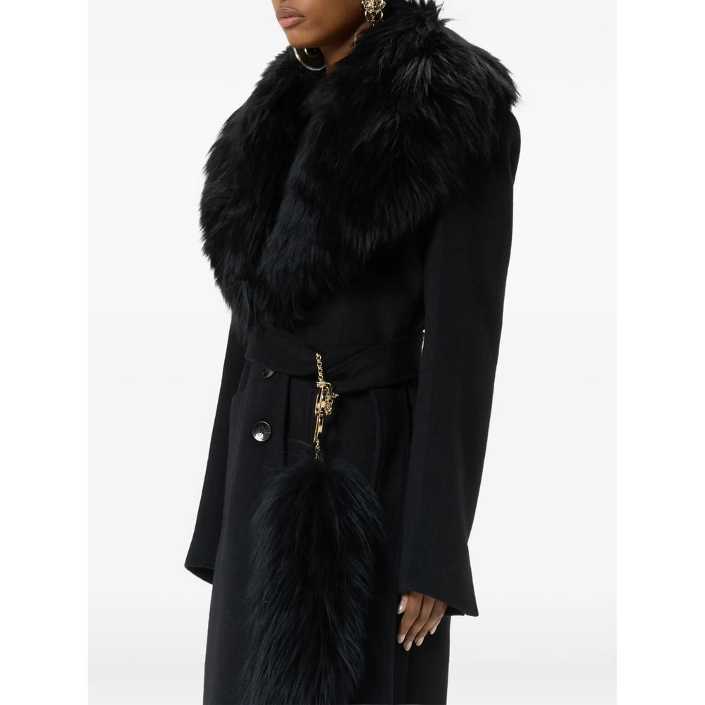 Faux-Fur Collar Belted Coat