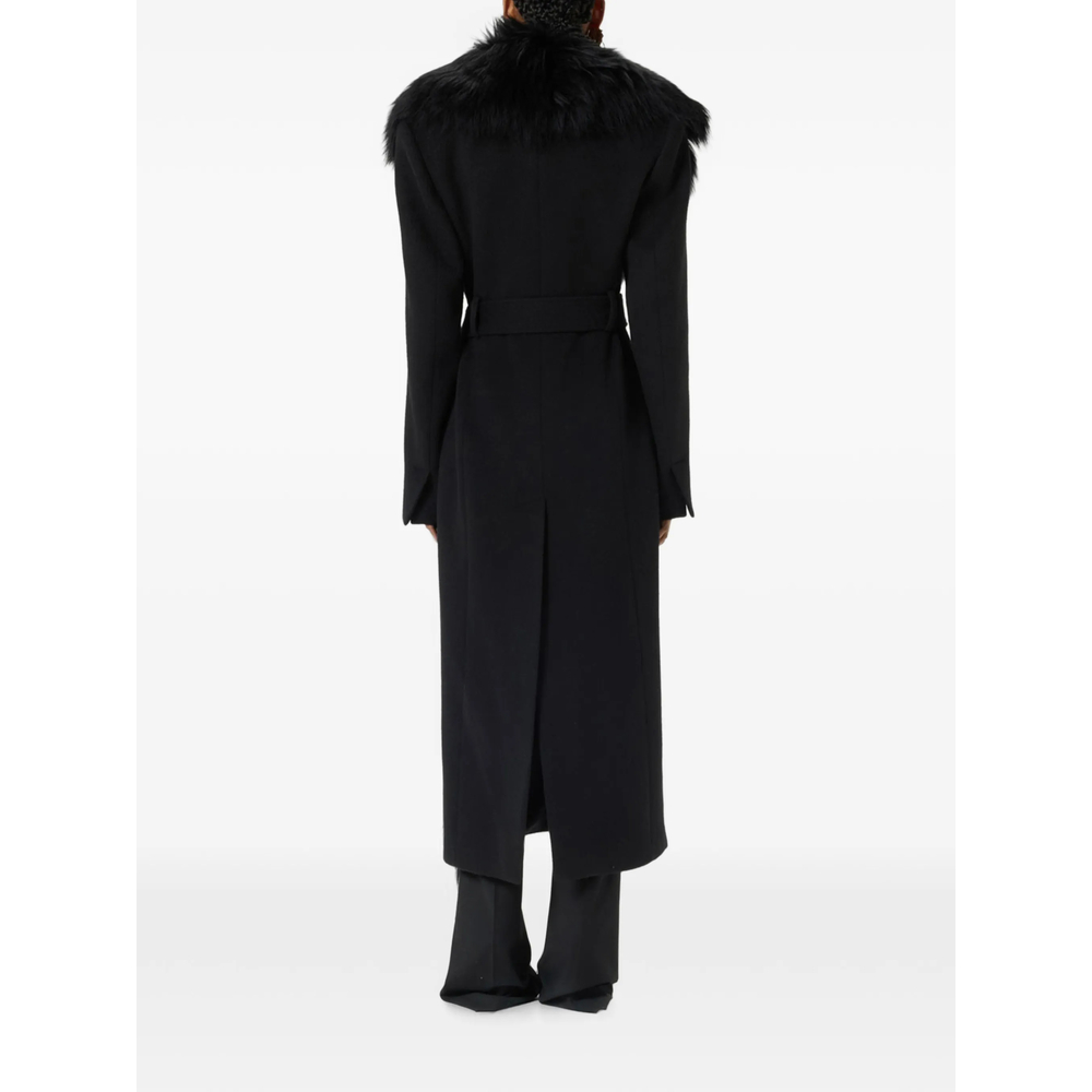 Faux-Fur Collar Belted Coat
