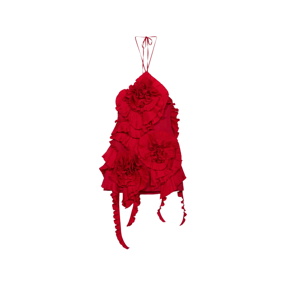 Blumarine Pleated-rose Mini Dress