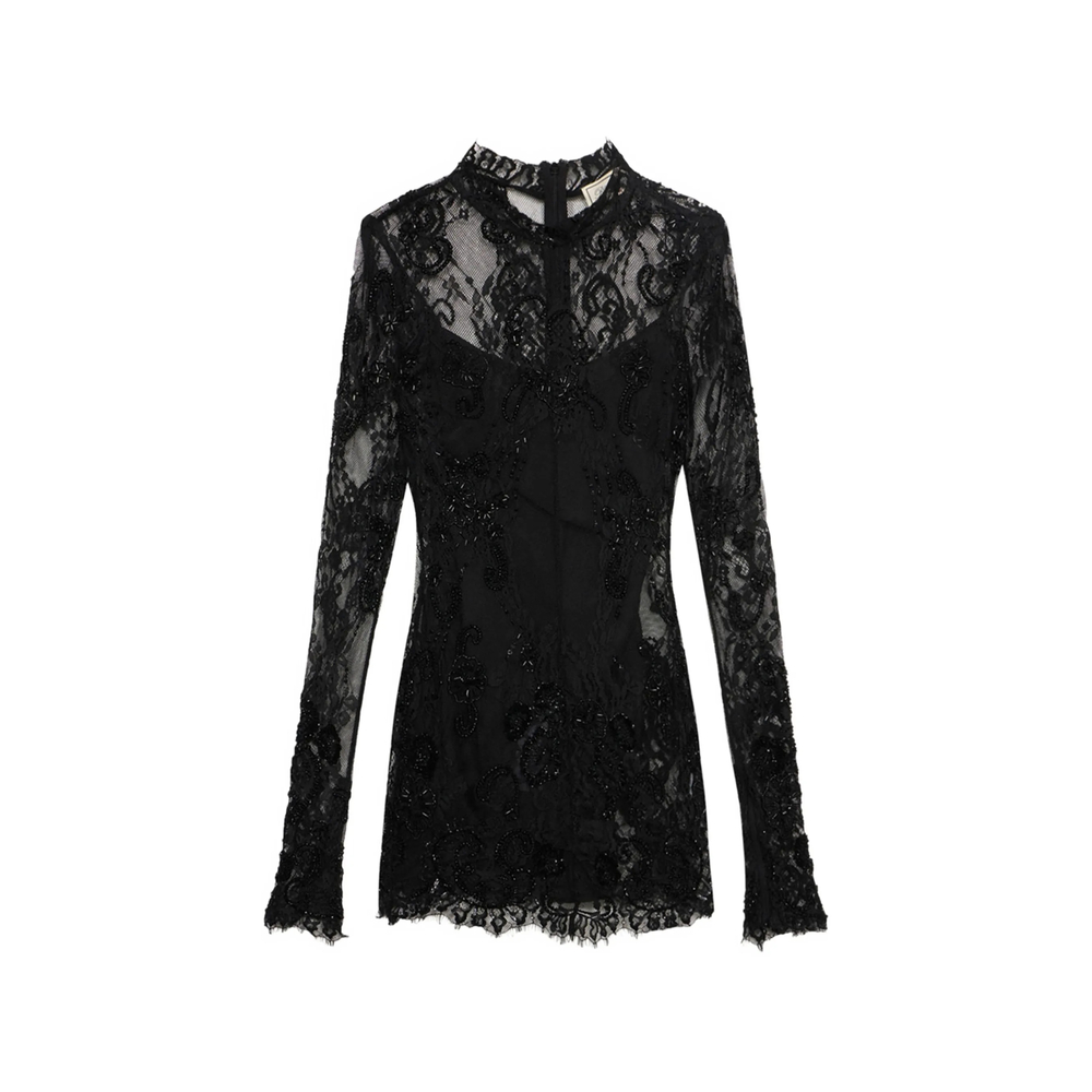 Blumarine Embroidered Lace-overlay Midi Dress
