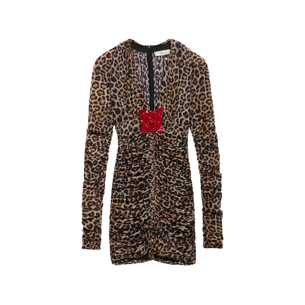 Blumarine Leopard-print Ruched Mini Dress