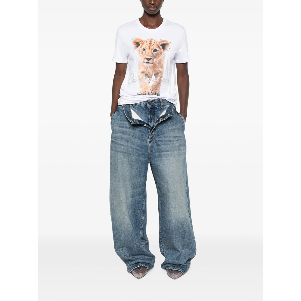 Lion-Print Crystal-Embellished T-Shirt