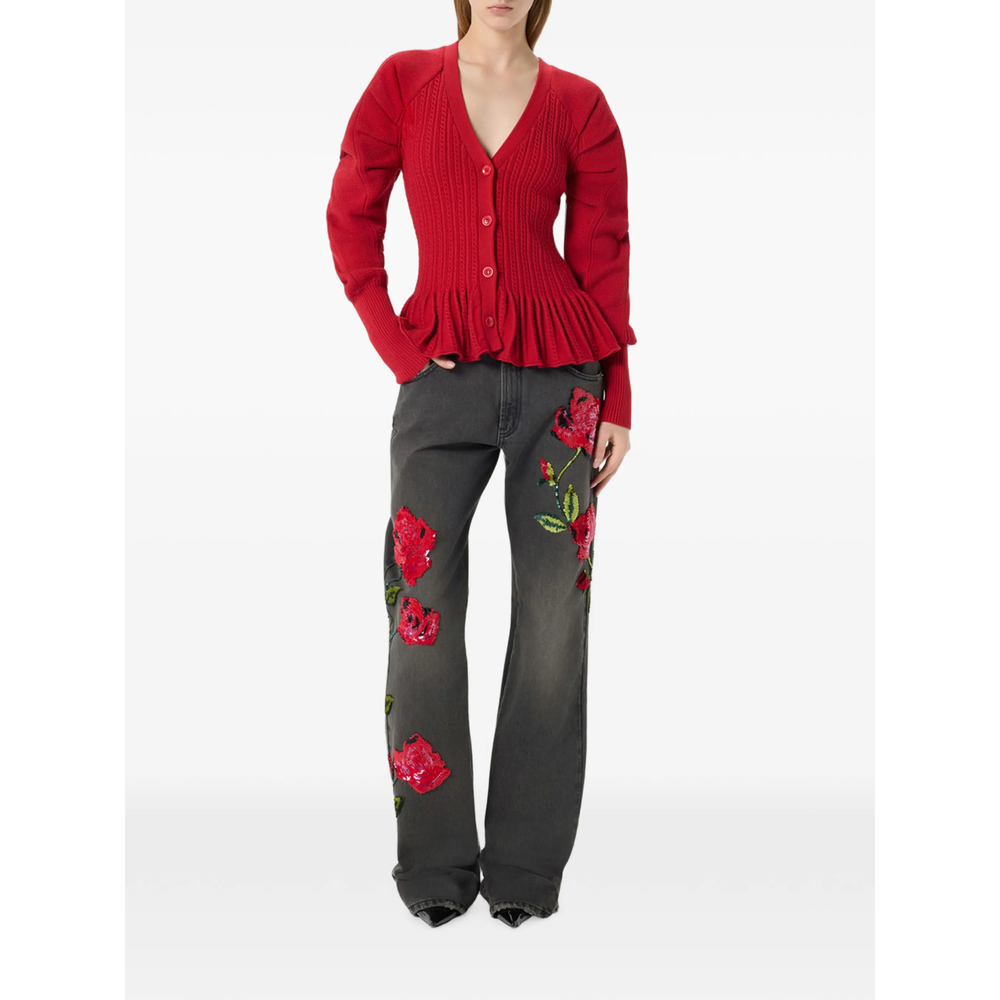 Sequin-Embroidered Wide- Leg