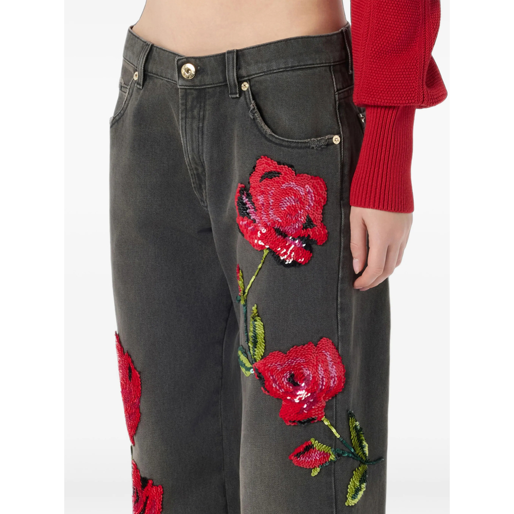 Sequin-Embroidered Wide- Leg