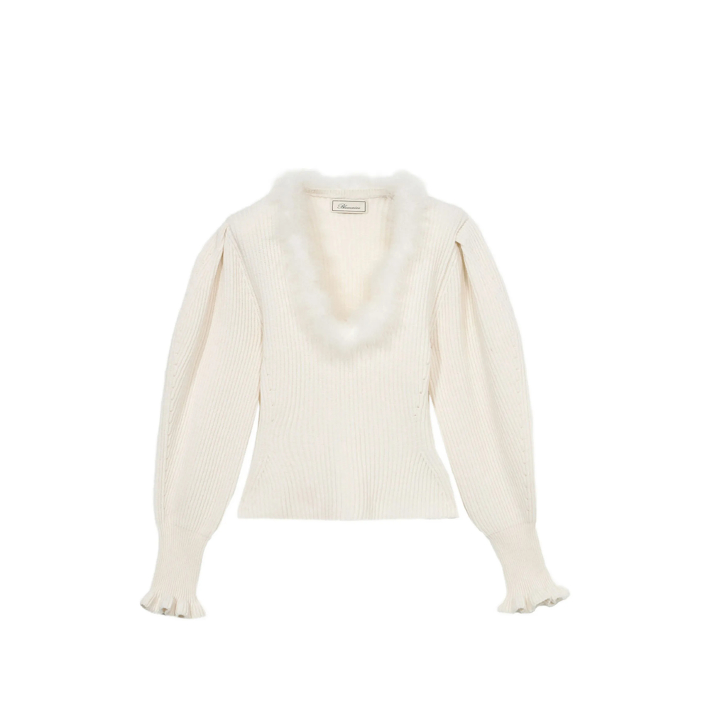 Blumarine Fur-detail Ribbed-knit Sweater