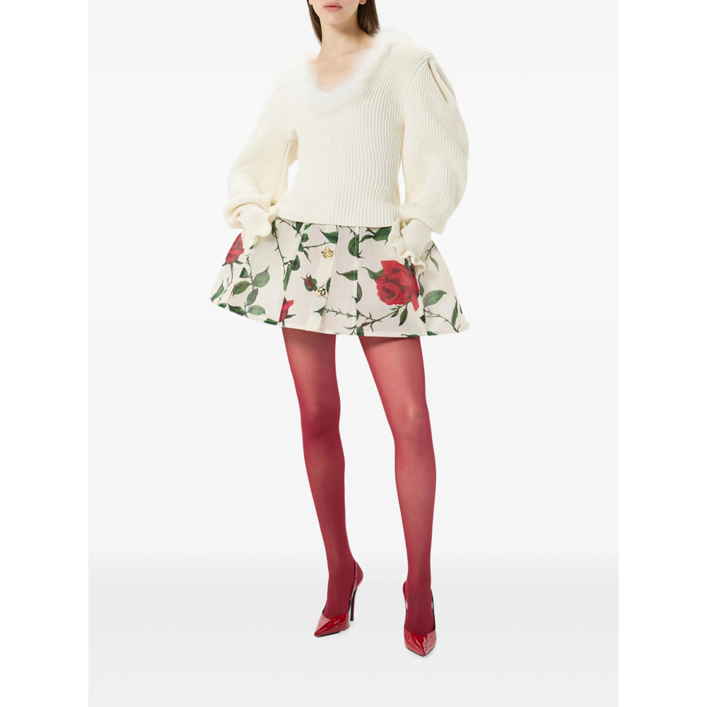 Fur-Detail Ribbed-Knit Sweater