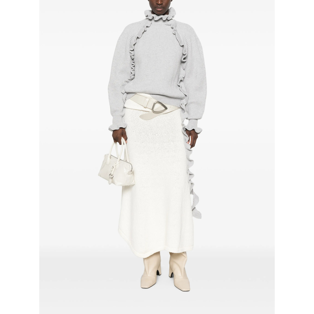 Ruffled Ribbed-Knit Sweater