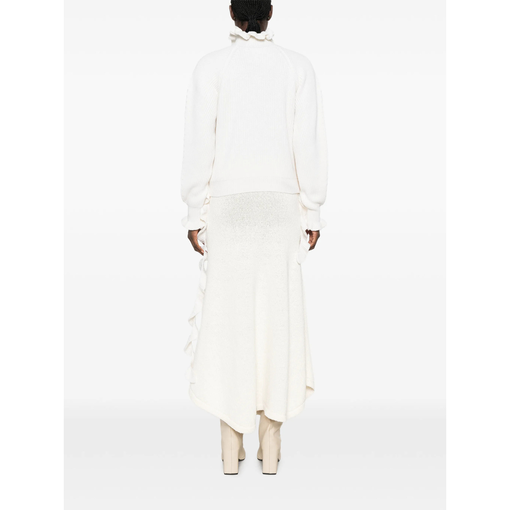 Ruffled Ribbed-Knit Sweater