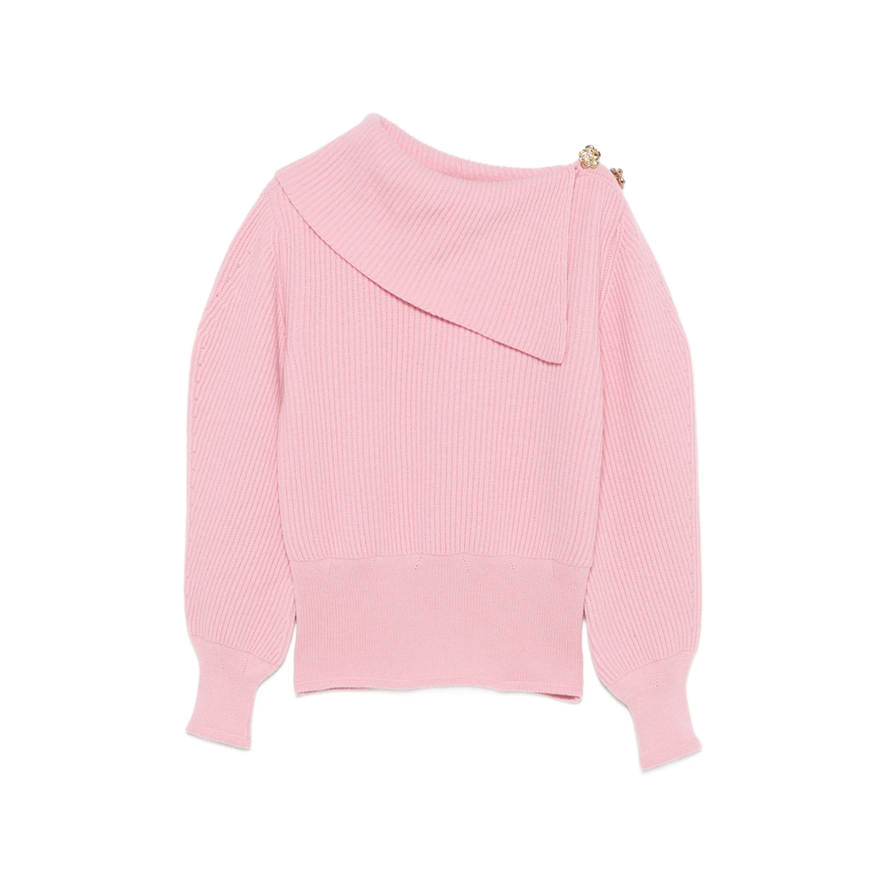 Blumarine Off-shoulder Rose-embellished Sweater