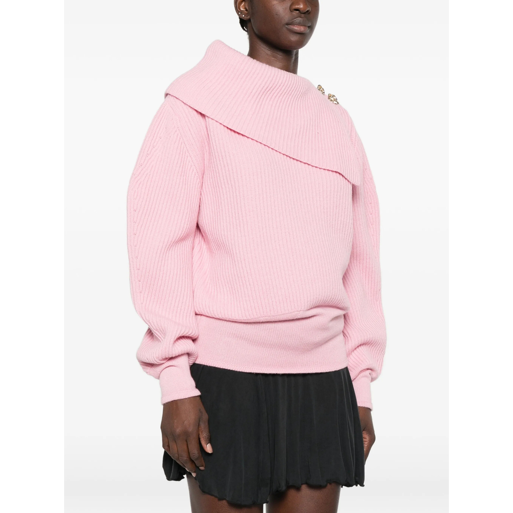Off-Shoulder Rose-Embellished Sweater