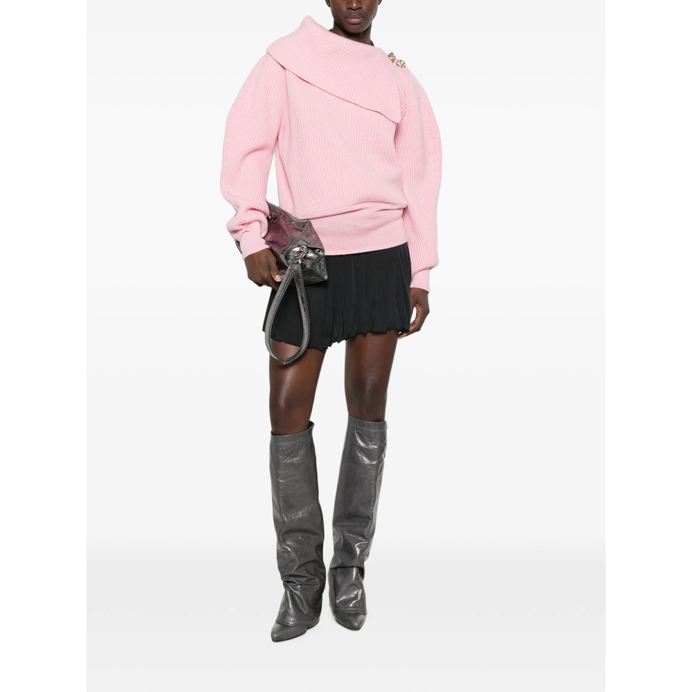 Off-Shoulder Rose-Embellished Sweater