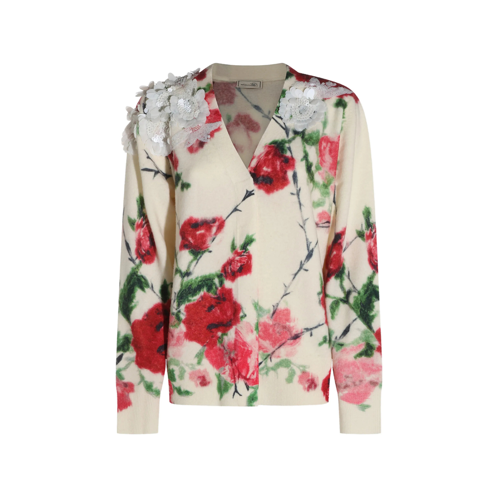 Floral-Print Sequin-Embellished Sweater