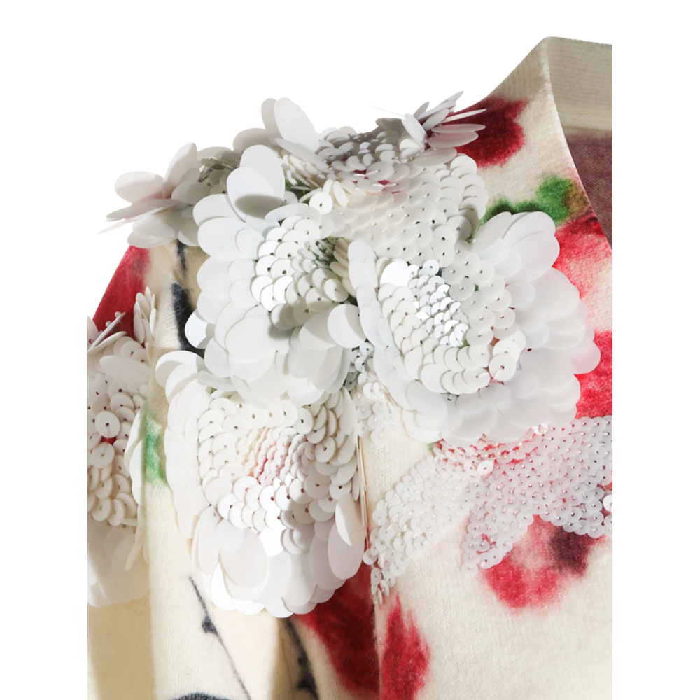Floral-Print Sequin-Embellished Sweater