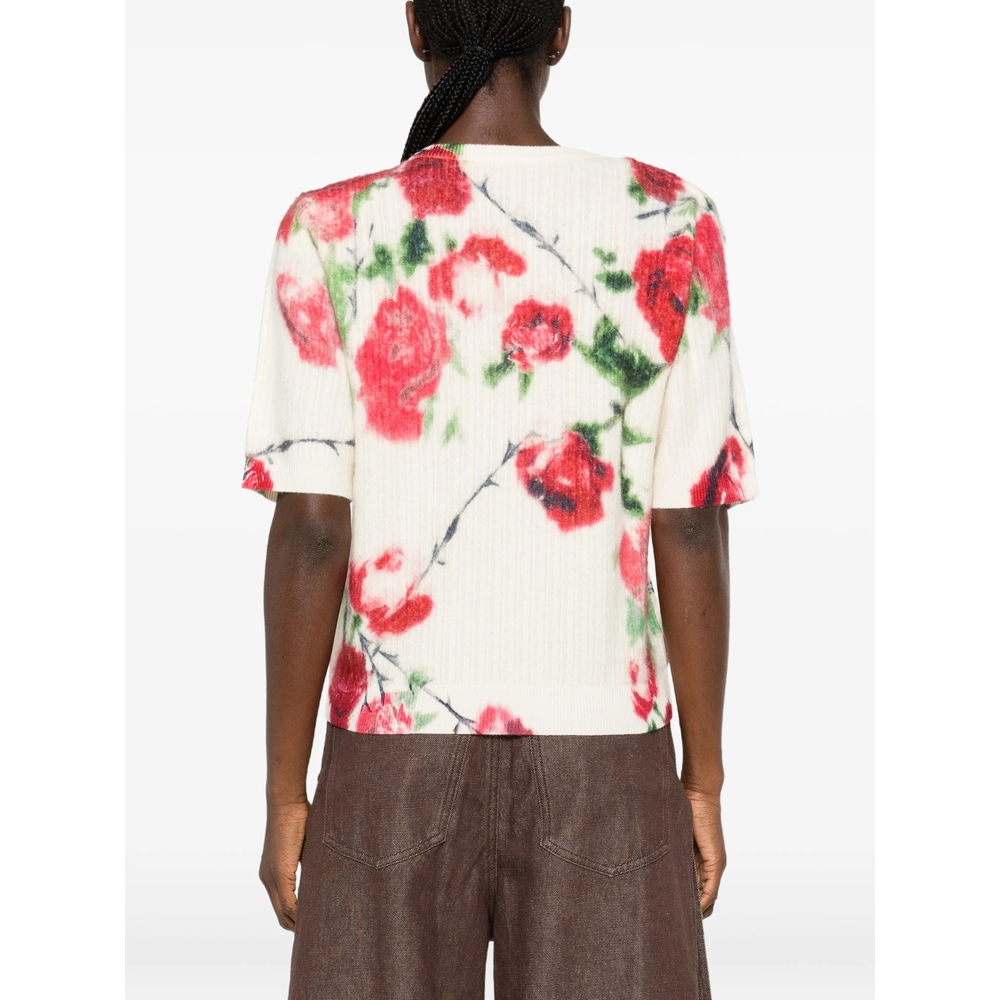 St. Rose Floral-Print Ribbed-Knit Sweater