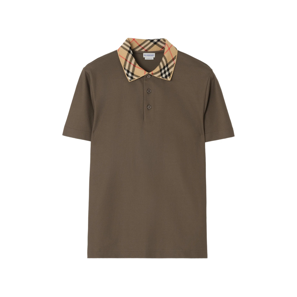 Classic-Fit Check-Collar Cotton Polo Shirt
