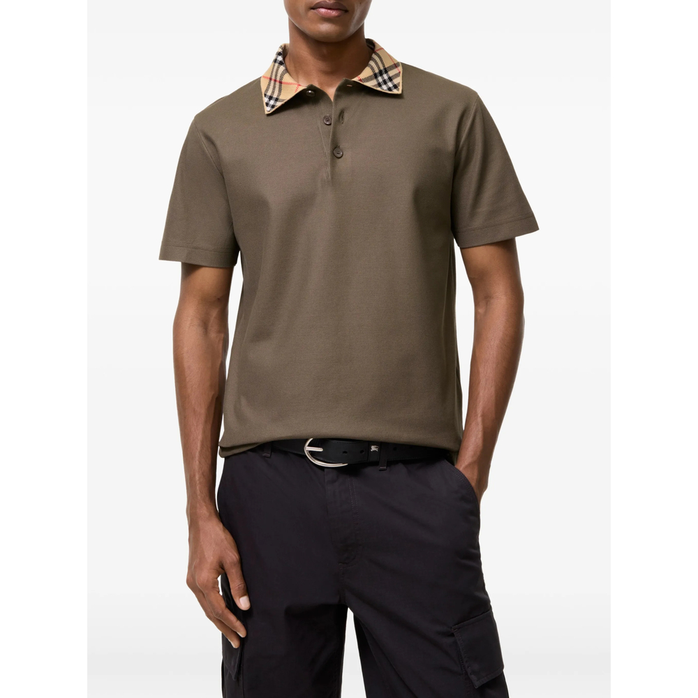 Classic-Fit Check-Collar Cotton Polo Shirt