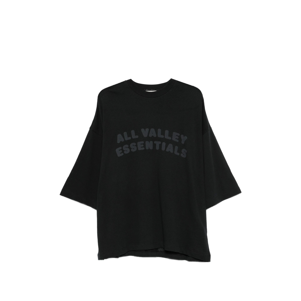 Essentials Logo-print Mesh T-shirt In Black