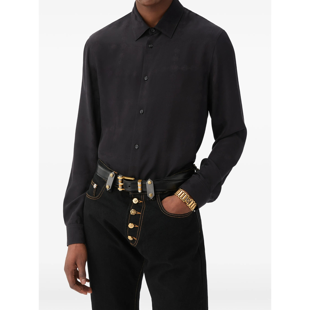 Versace Jacquard Silk Crêpe Satin Silk Shirt