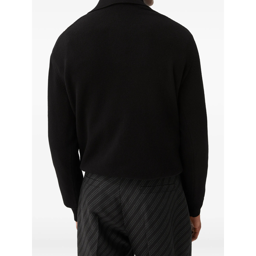 Wool Intarsia Knit Polo Jumper