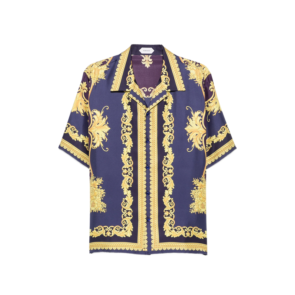 Versace Barocco-print Short-sleeve Shirt