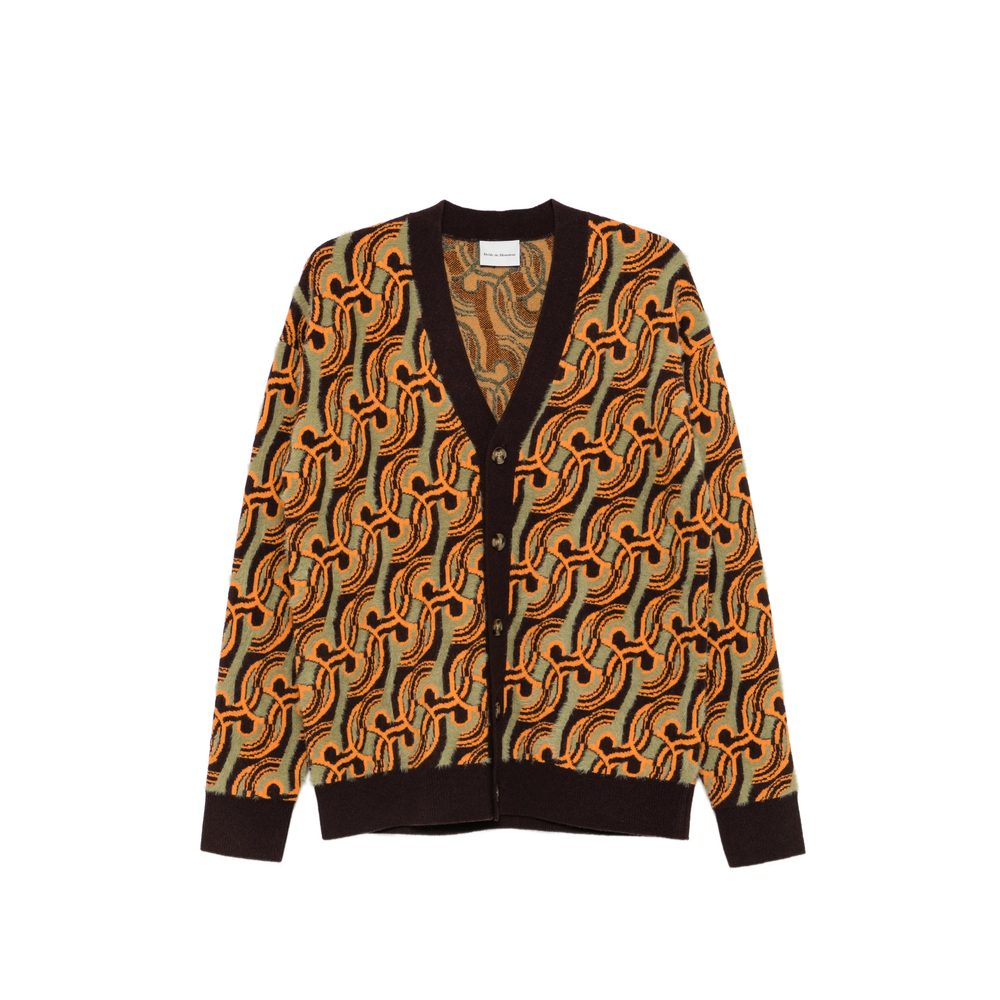 Drôle De Monsieur Abstract-Pattern Jacquard-Knit Cardigan