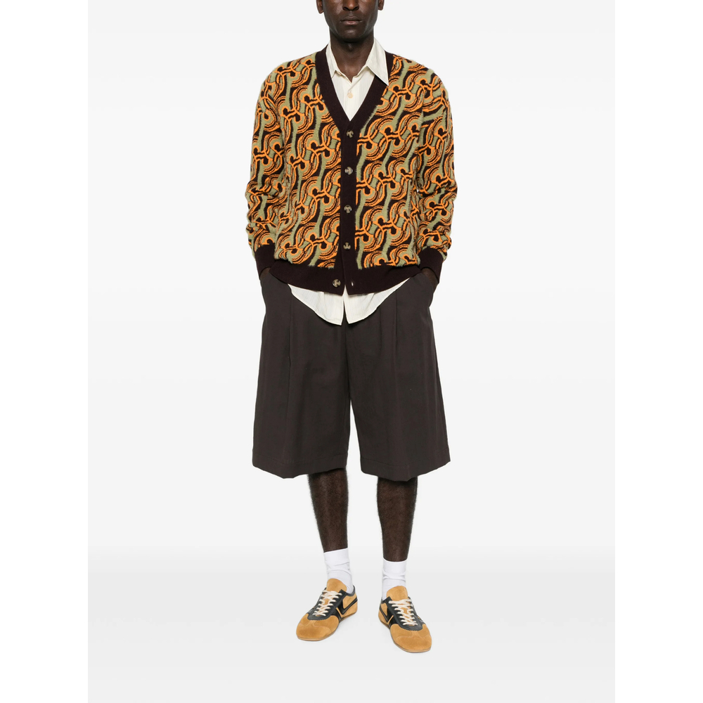 Drôle De Monsieur Abstract-Pattern Jacquard-Knit Cardigan