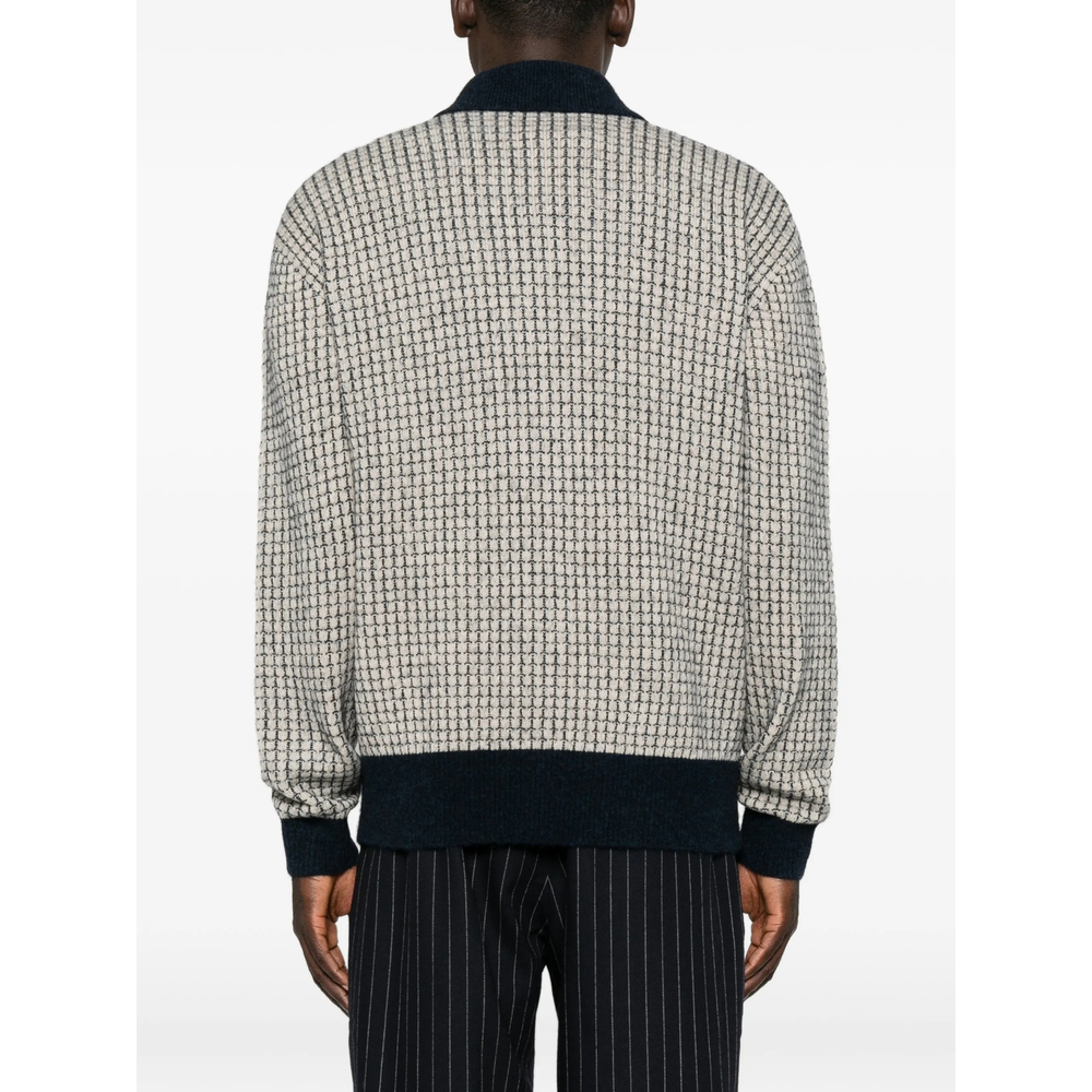 Drôle De Monsieur Waffle-Knit Logo-Patch Cardigan