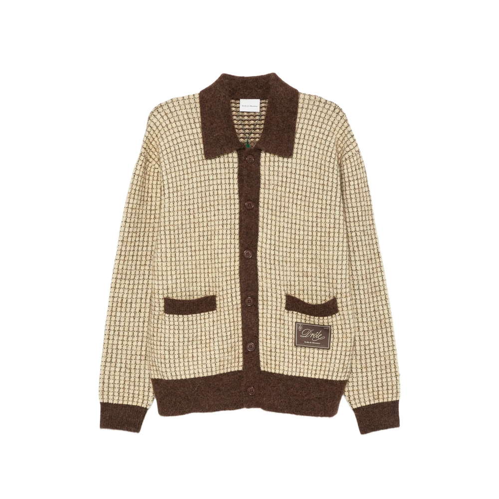 Drôle De Monsieur Waffle-knit Logo-patch Cardigan