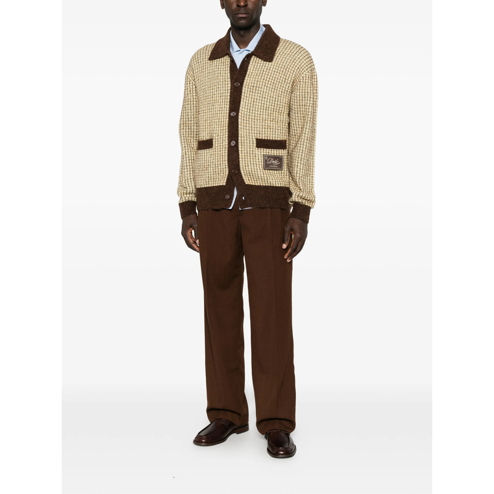 Drôle De Monsieur Waffle-Knit Logo-Patch Cardigan