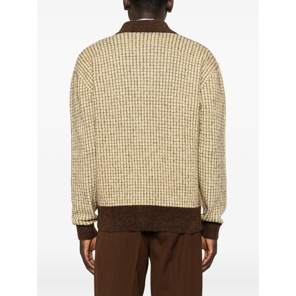 Drôle De Monsieur Waffle-Knit Logo-Patch Cardigan
