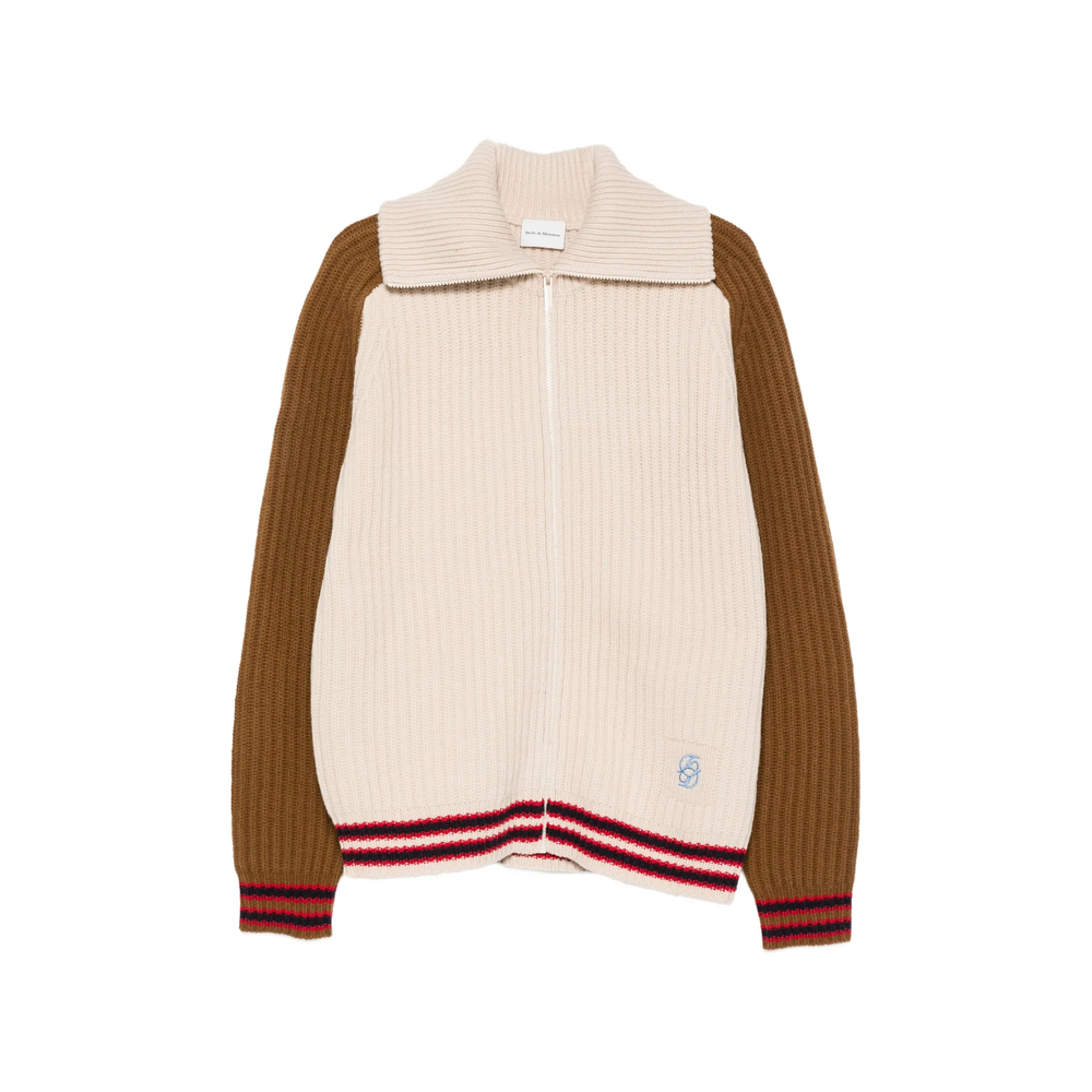 Drôle De Monsieur Ribbed-Knit Zip-Up Cardigan