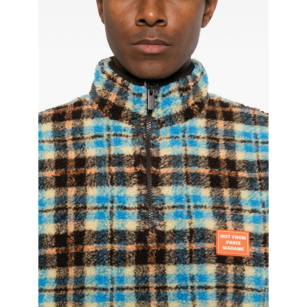 Drôle De Monsieur Check-Pattern Fleece Jacket
