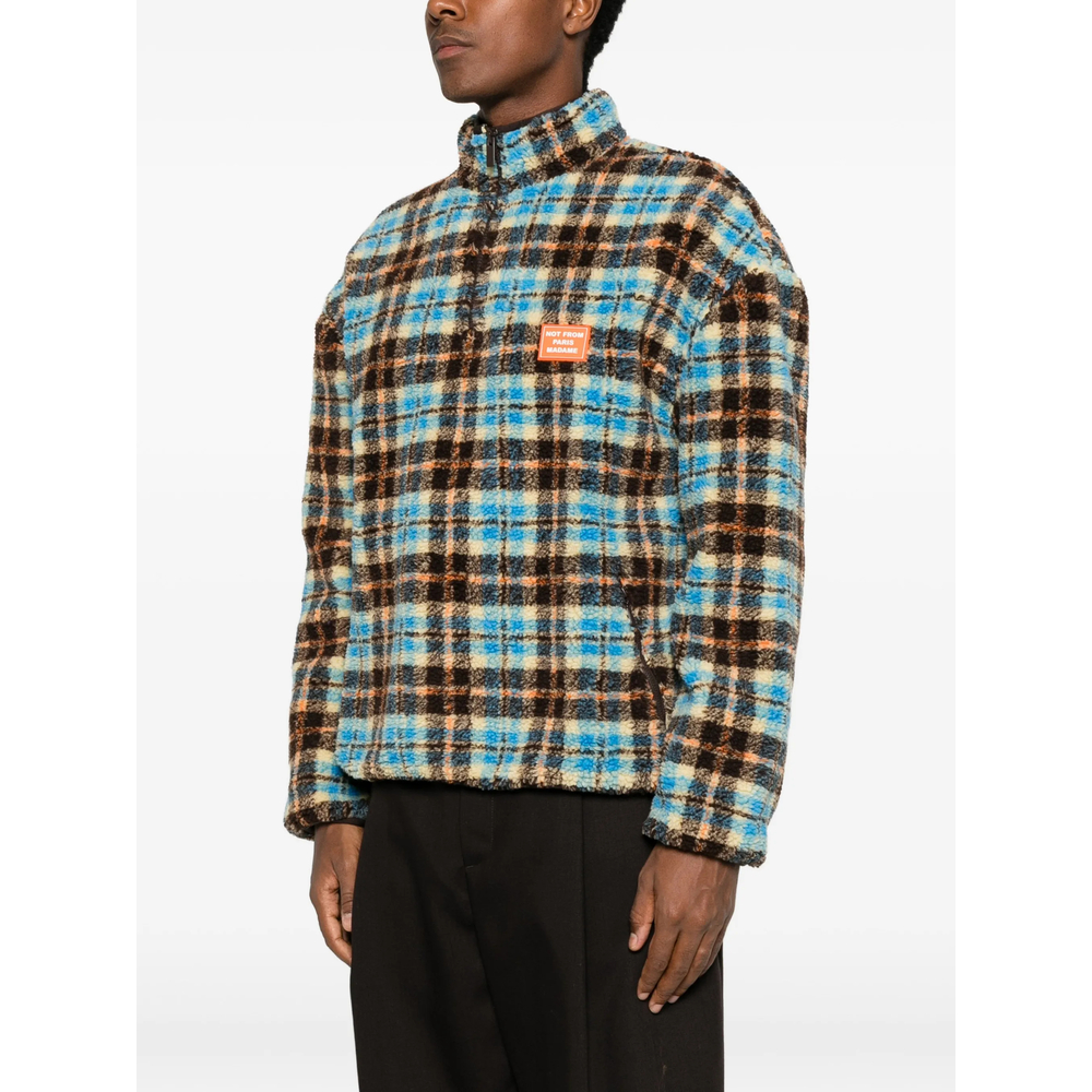 Drôle De Monsieur Check-Pattern Fleece Jacket