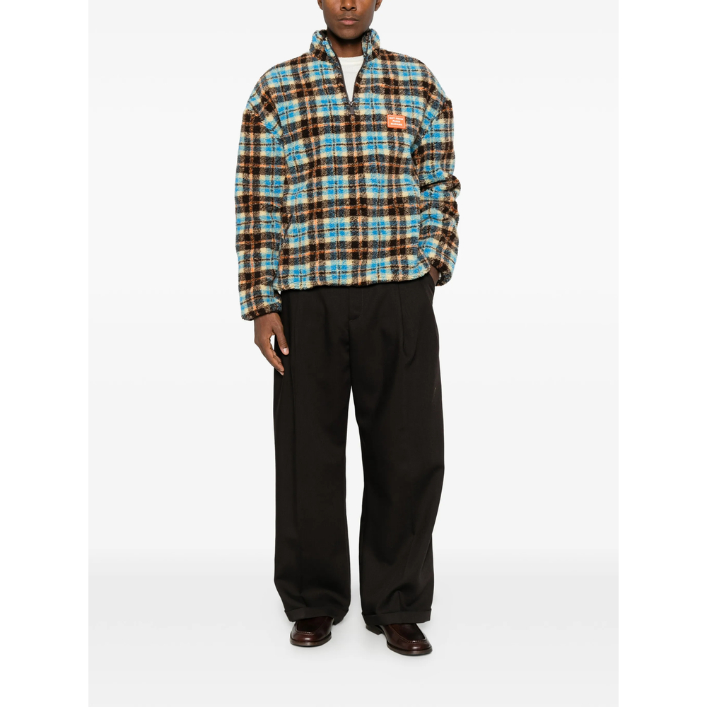 Drôle De Monsieur Check-Pattern Fleece Jacket