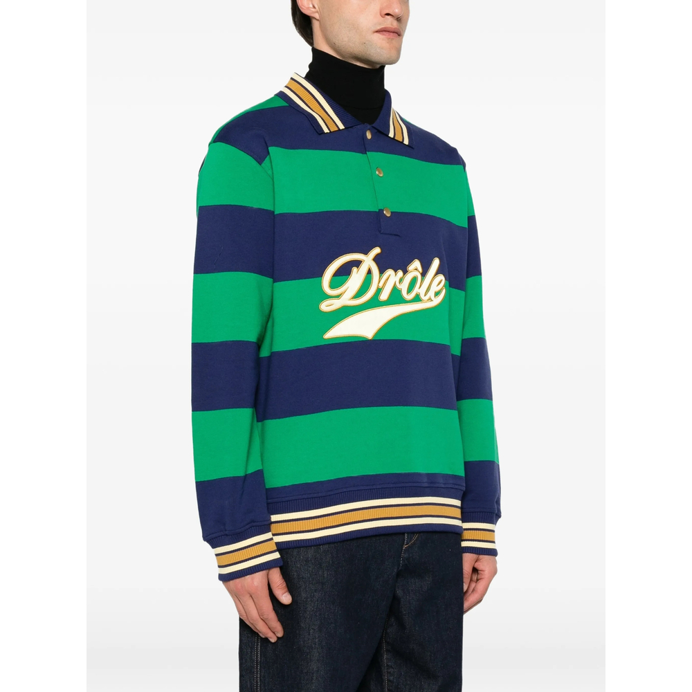 Drôle De Monsieur Striped Logo-Embroidered Polo Shirt