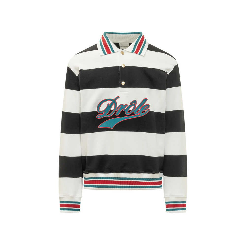 Drôle De Monsieur Drôle Embroidered Striped Polo Shirt