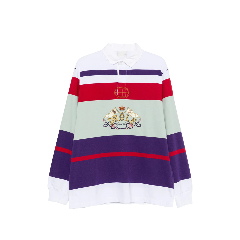 Drôle De Monsieur Logo-embroidered Striped Polo Shirt