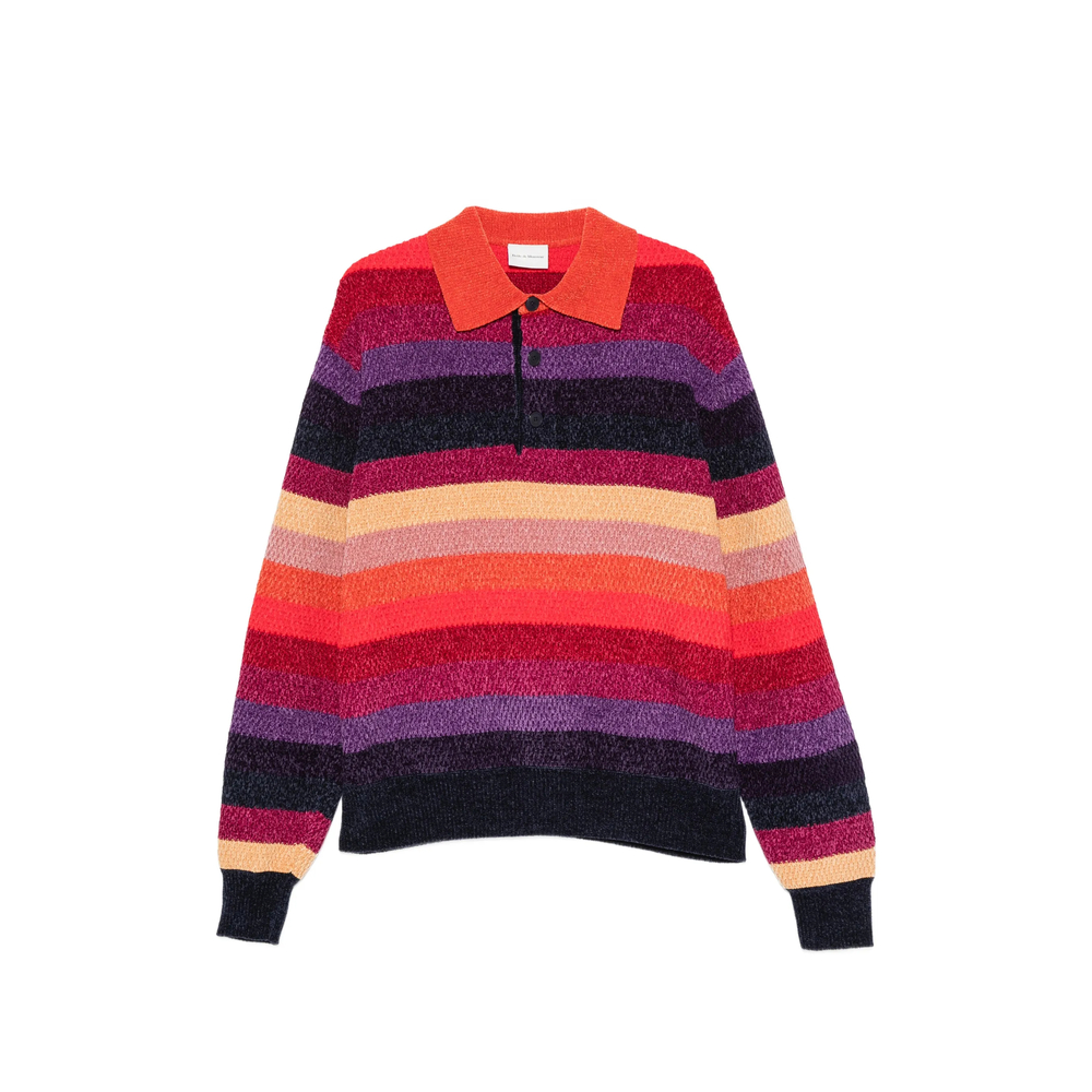 Drôle De Monsieur Striped Long-Sleeve Polo Shirt