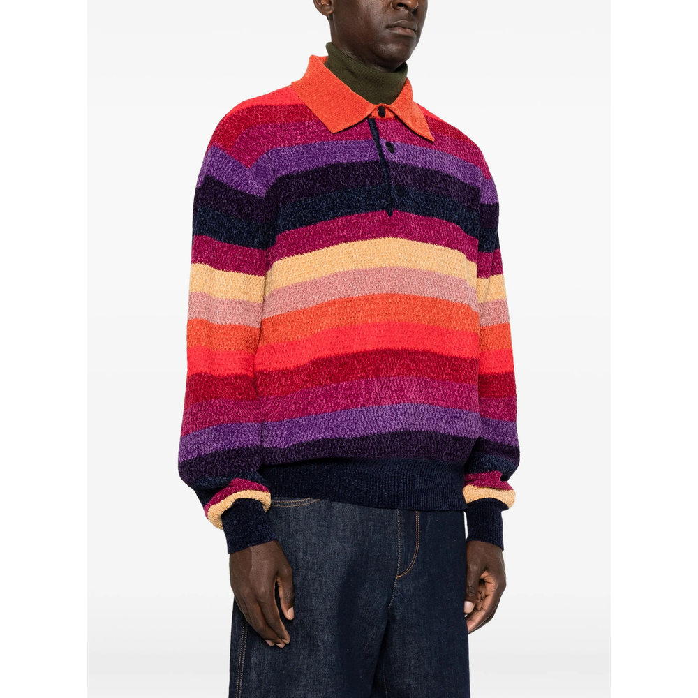 Drôle De Monsieur Striped Long-Sleeve Polo Shirt
