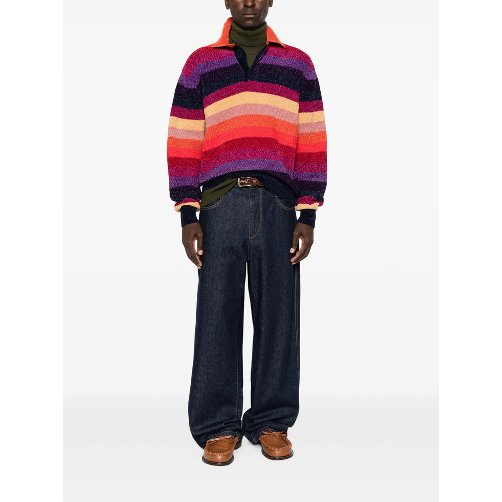 Drôle De Monsieur Striped Long-Sleeve Polo Shirt