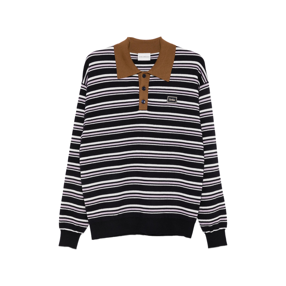 Drôle De Monsieur Striped Long-Sleeve Polo Shirt