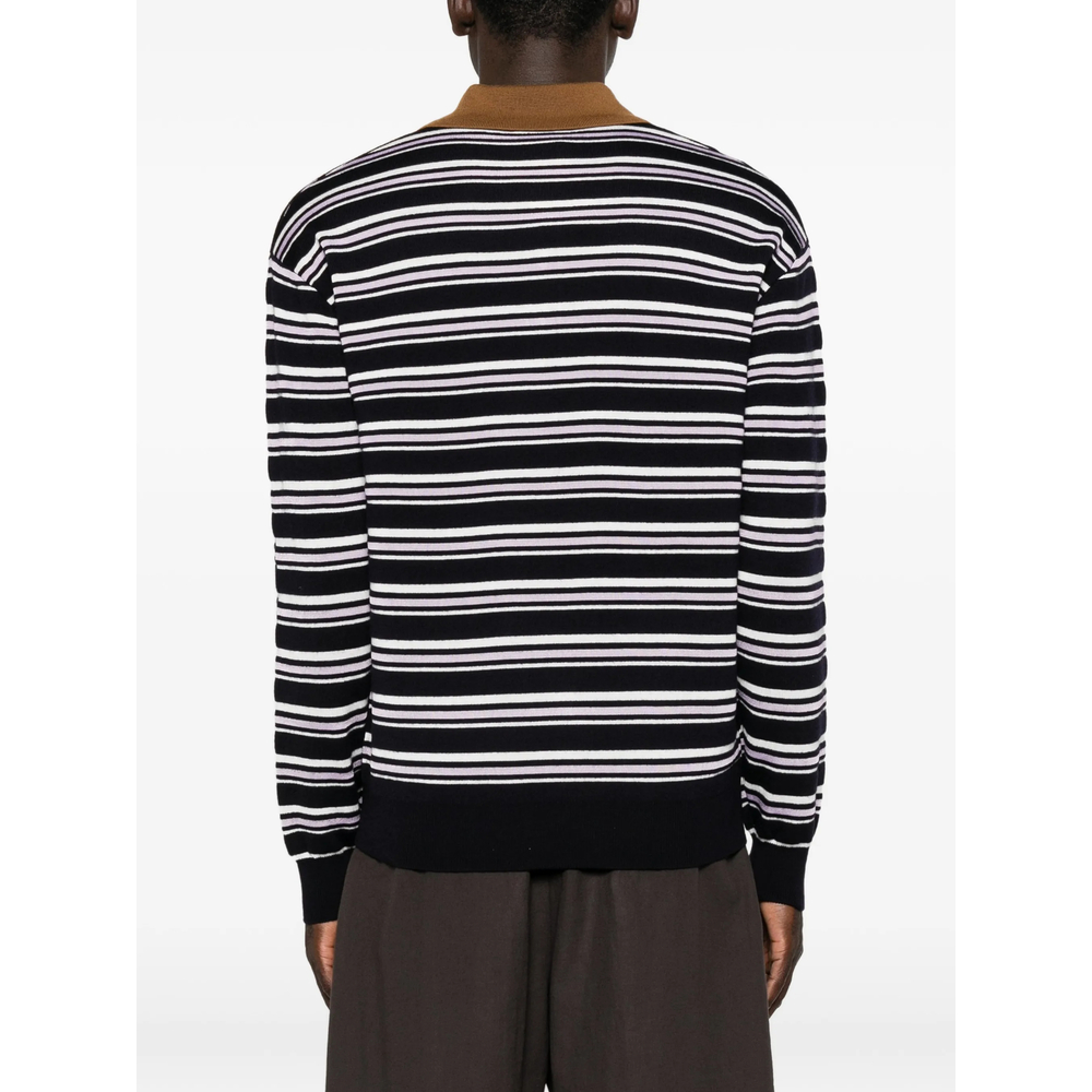 Drôle De Monsieur Striped Long-Sleeve Polo Shirt